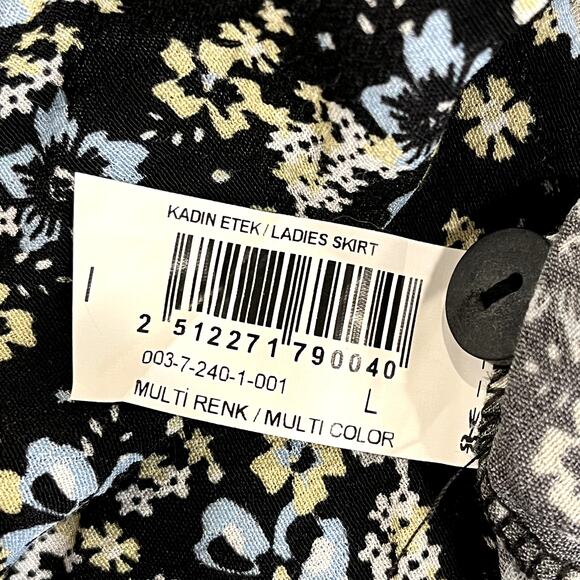 Mudo FTS64 Skirt Short Black Floral Lightweight Flowy Womens Size Large - Picture 5 of 6